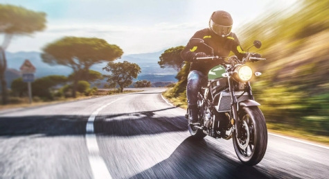 Motorcycle Driving down highway